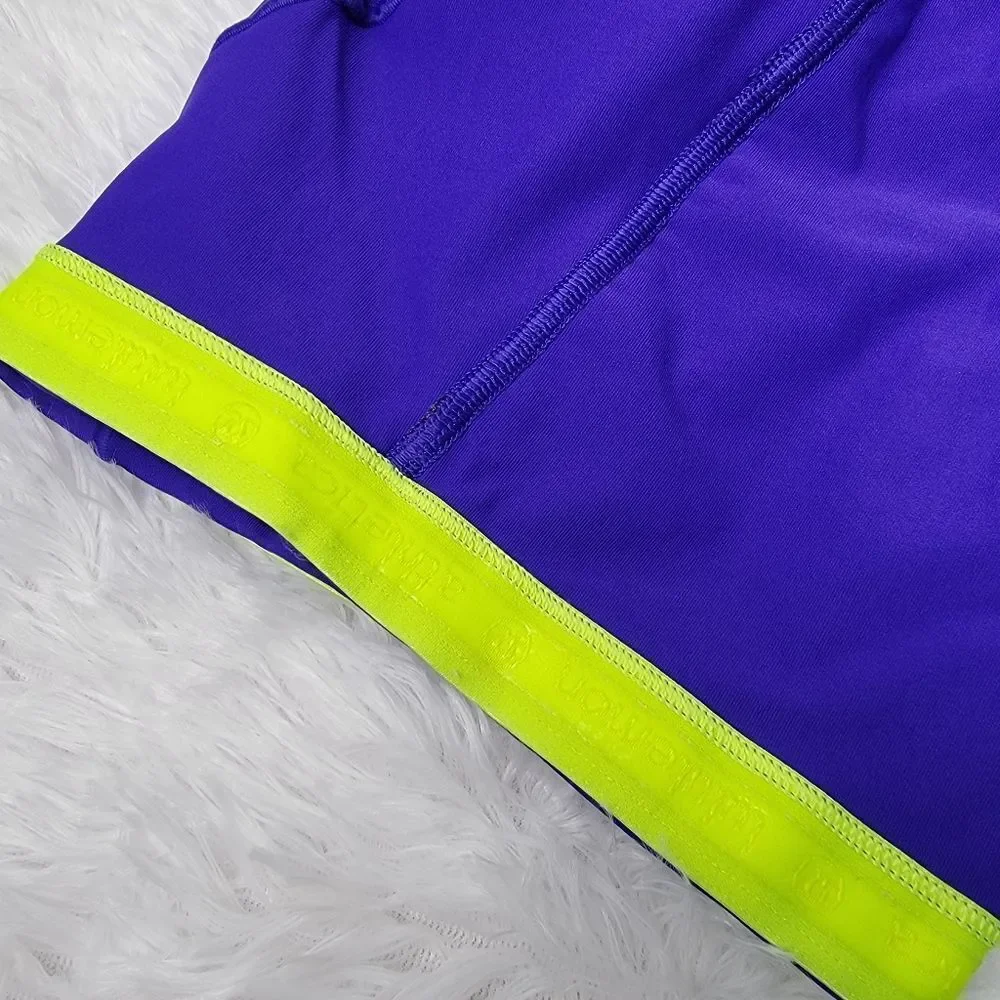 💜 Lululemon Velo Vixen Padded Purple Polka Dot Waistband Cycling Shorts Size 10